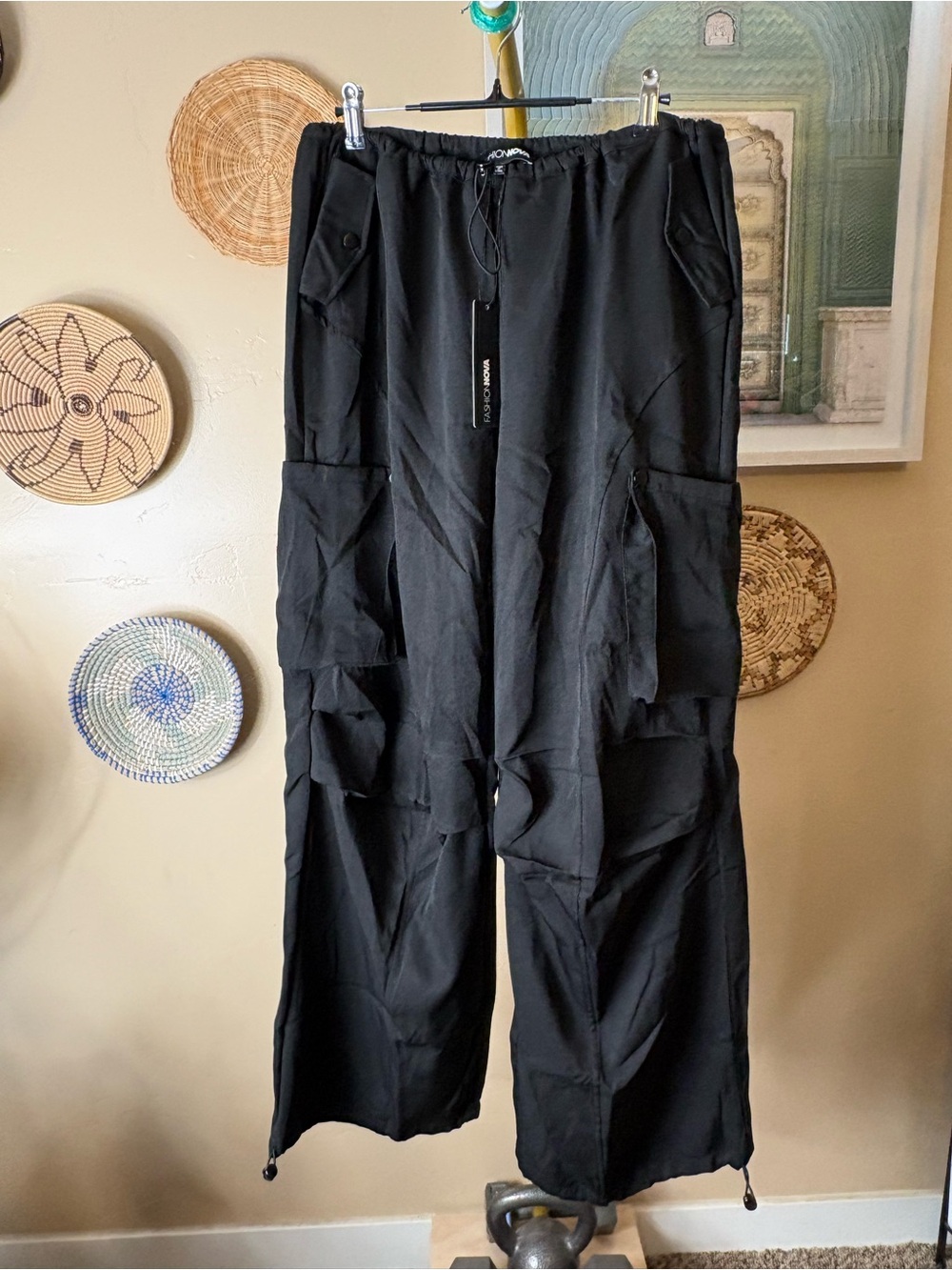 Fashion Nova Black Cargo Utility Pants